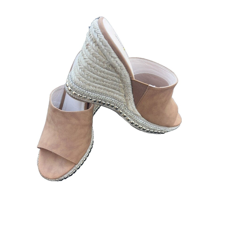 Women's Size 8 1/2 Slip On Wedges Whiskey Tan Western Shania Shoes Biker Slide
